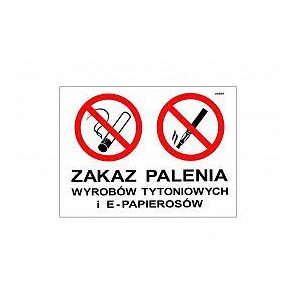 Tablica 14x19 "ZAKAZ PALENIA"  PCV